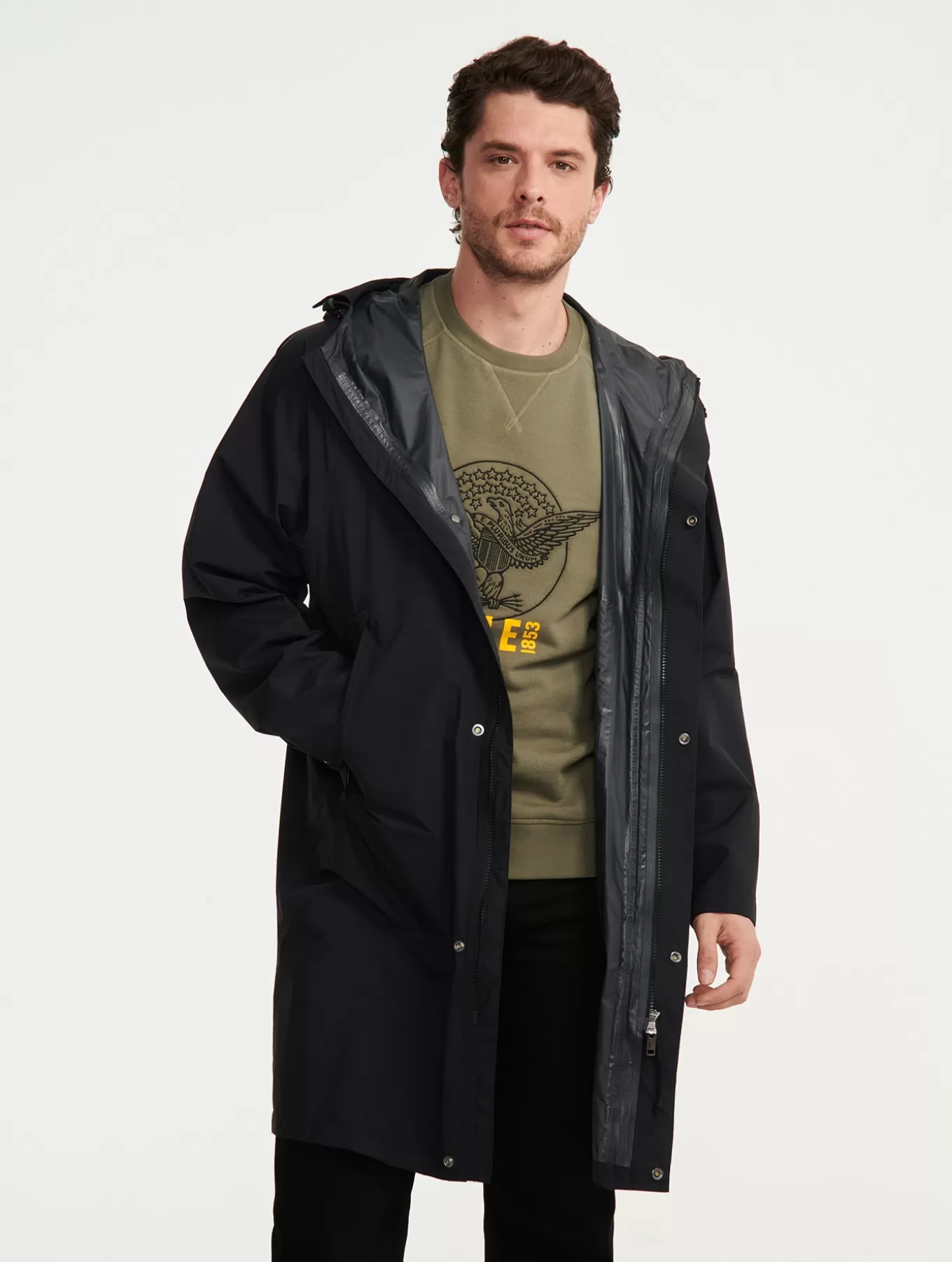 Parkas & Mantel*Aigle Halblange Mtd®-25L-Jacke Mit Kapuze Noir