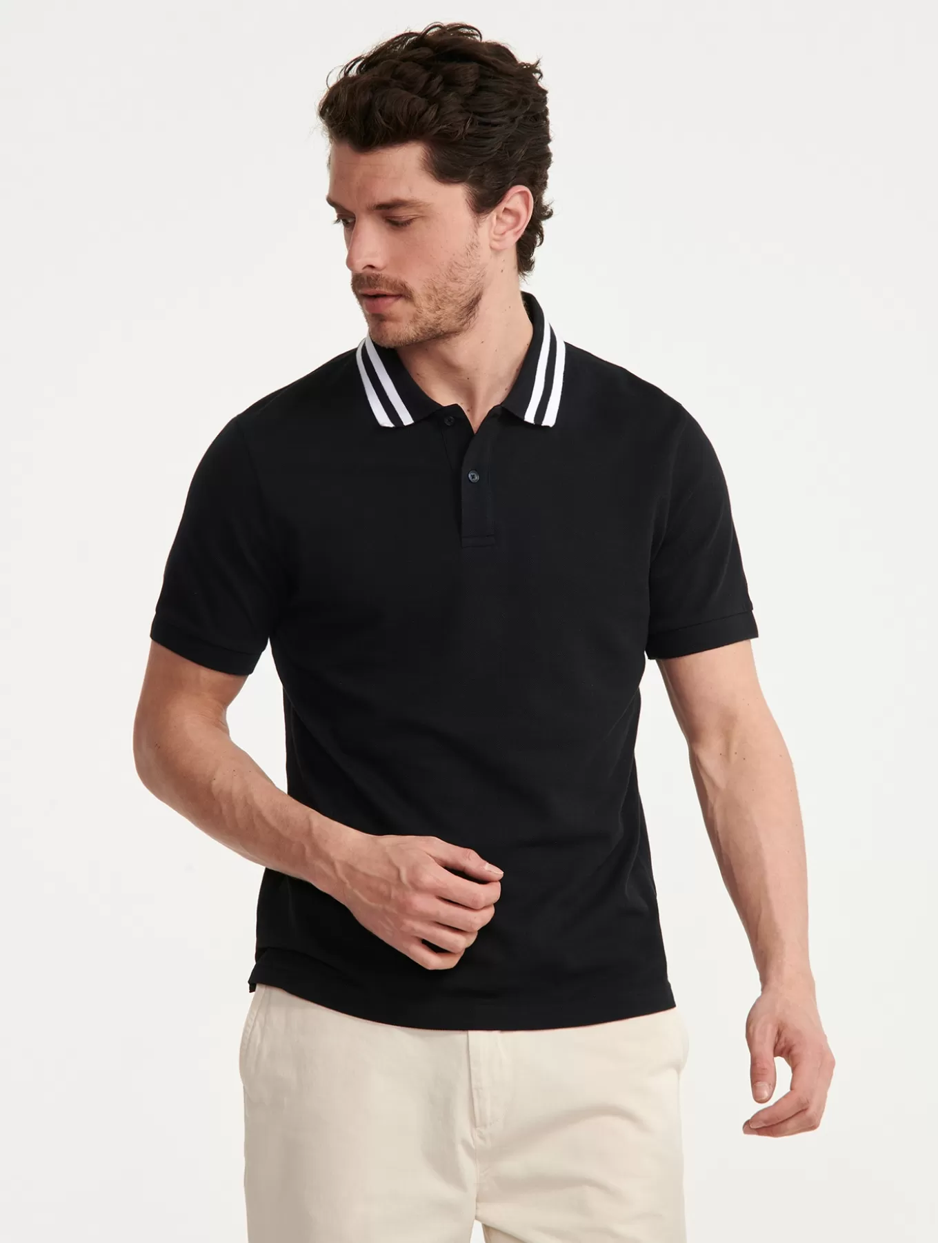 Polos & T-Shirts*Aigle Kurzarmeliges Poloshirt Mit Zwei Streifen Am Kragen Noir