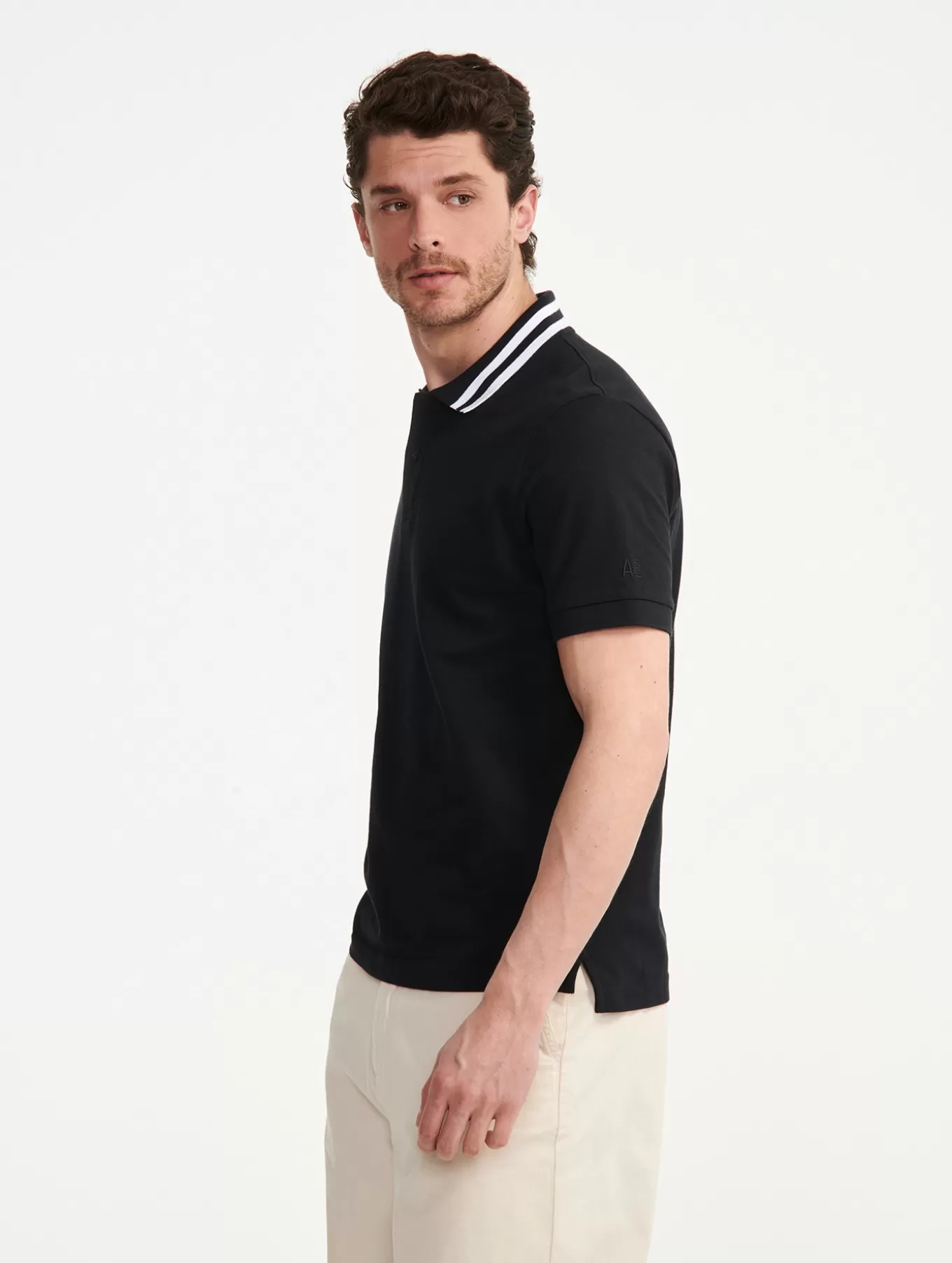 Polos & T-Shirts*Aigle Kurzarmeliges Poloshirt Mit Zwei Streifen Am Kragen Noir