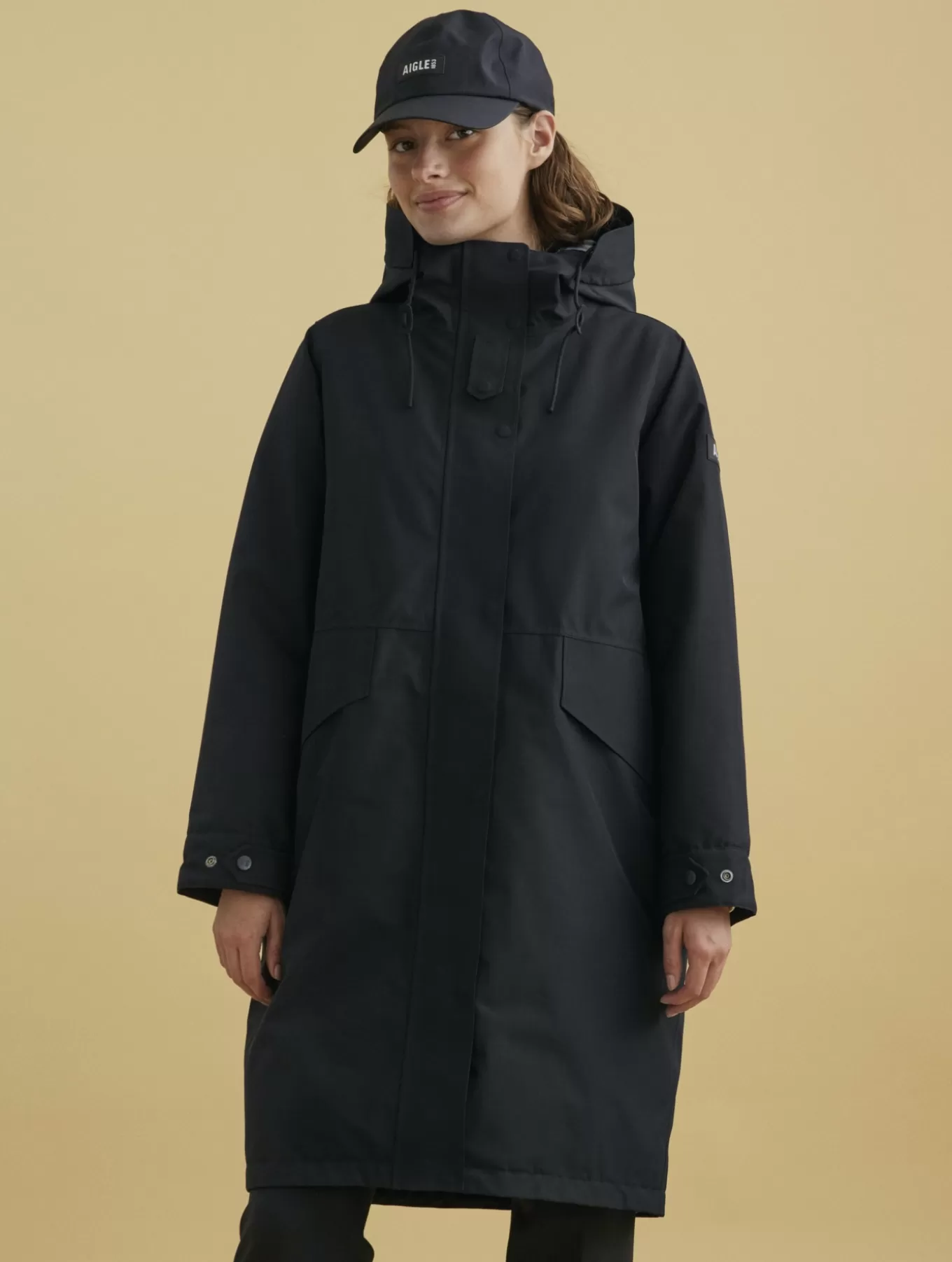 Parkas & Mantel*Aigle Langer Gore-Tex® Parka Mit Kapuze Noir