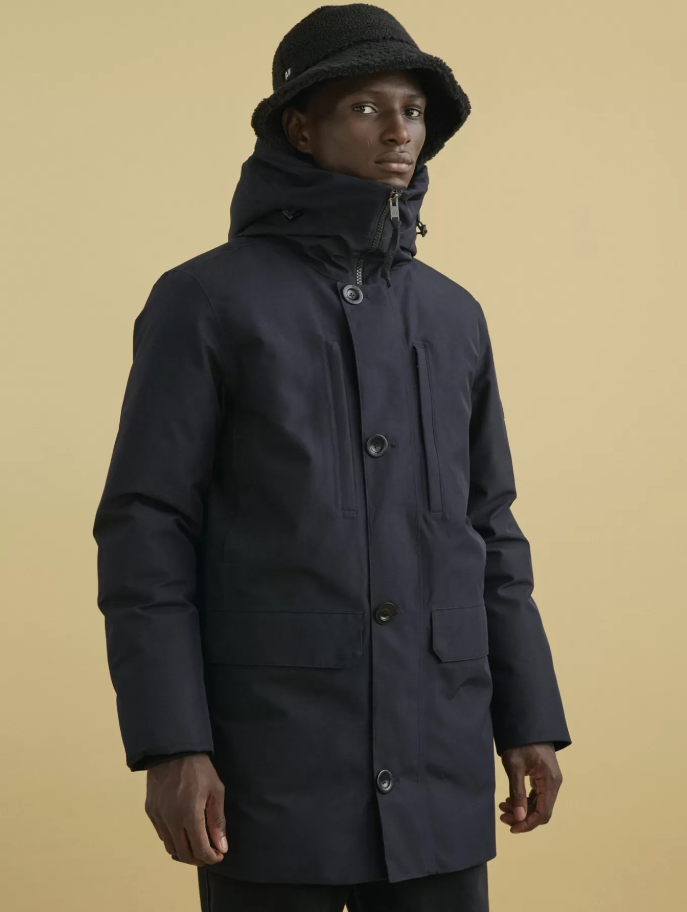 Parkas & Mantel*Aigle Langer Gore-Tex®-Parka Mit Federn Und Kapuze Noir