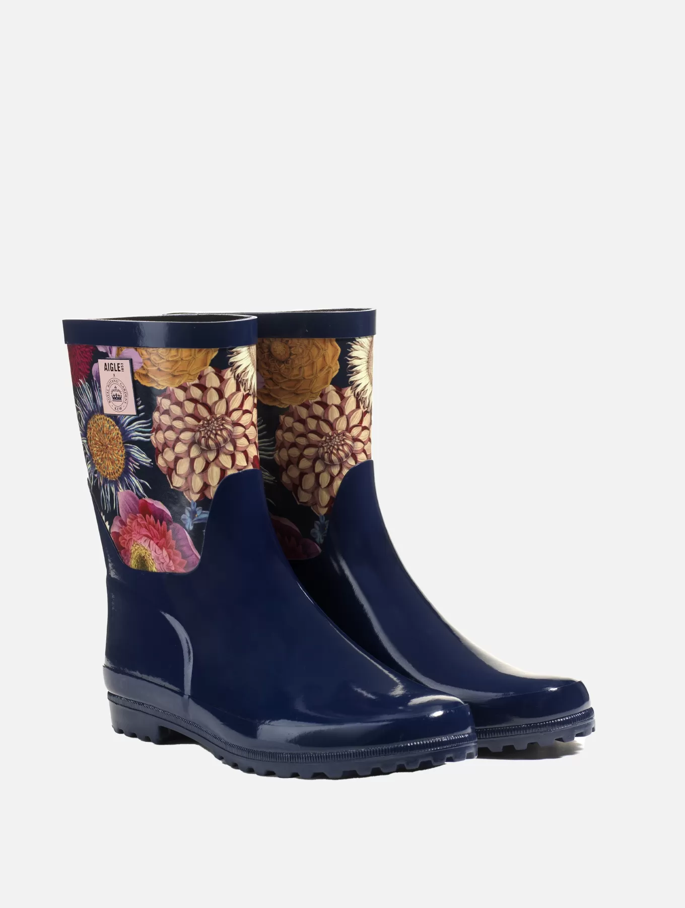 Halbhohe Stiefel*Aigle Regenstiefeletten In Lackoptik Bedruckte Ausfuhrung Kew Multibloom