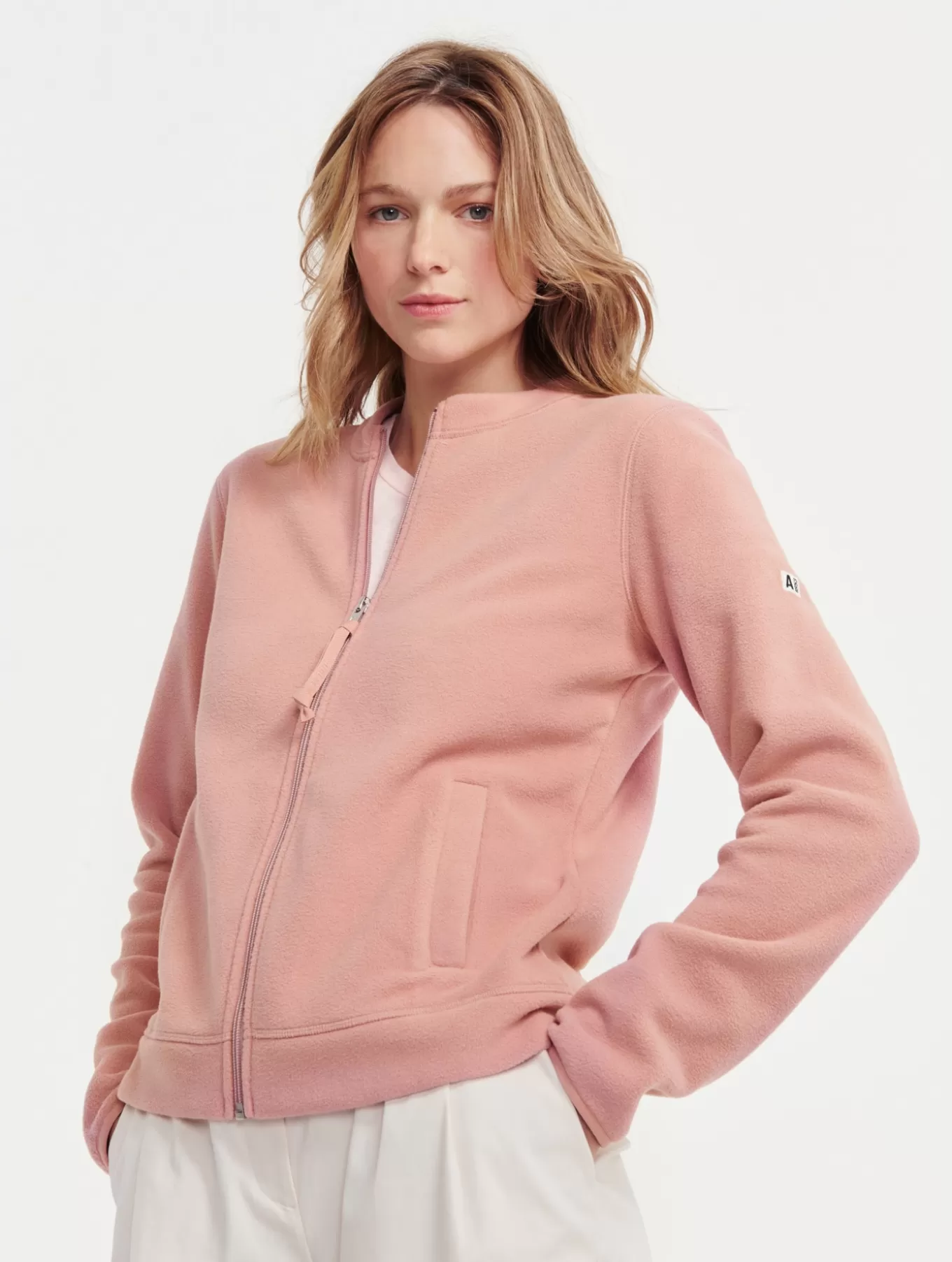 Fleece*Aigle Rundhals-Fleeceoberteil Mit Reisverschluss Misty Rose