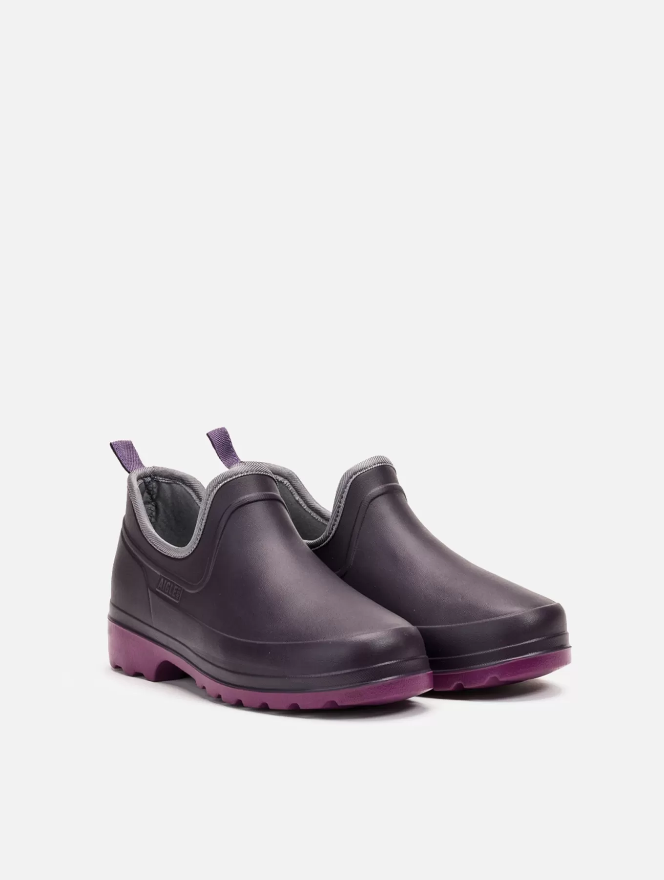 Clogs*Aigle Ultraleichter Clog. Aubergine/Dahlia